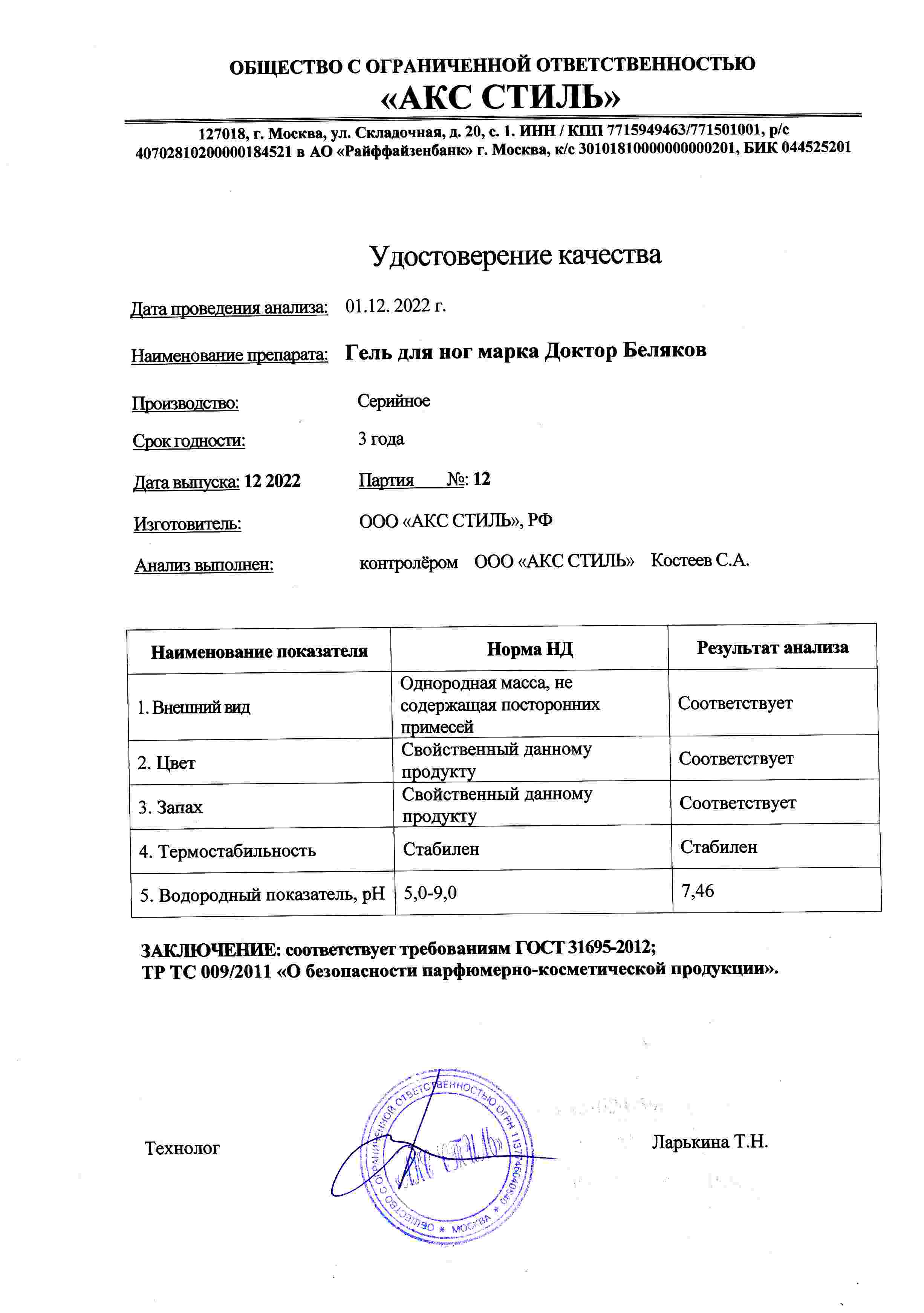 Паспорт №122022